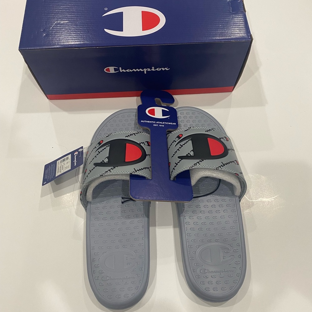 Men’s Champion Super slide script Concrete/Black size 11 Brand new with tags